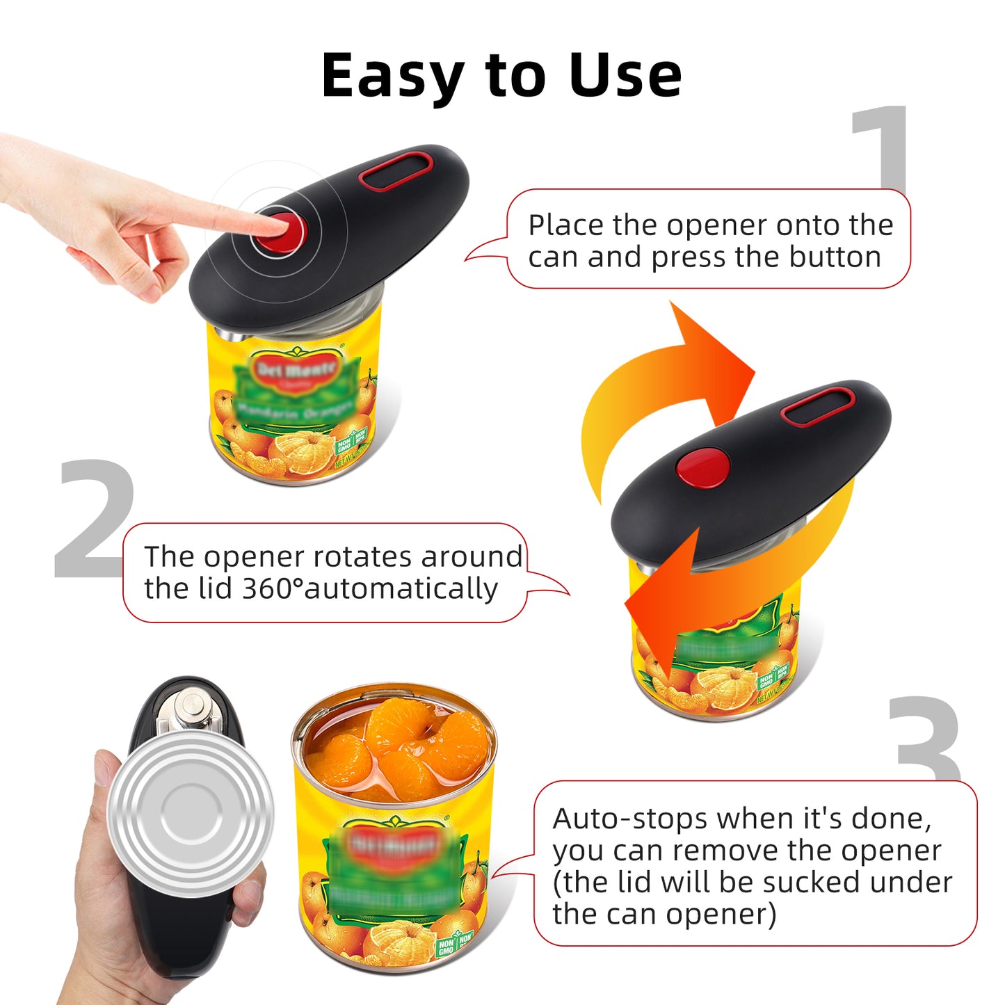 Electric Can Opener Automatic Bottle Opener Cordless Tin Touch