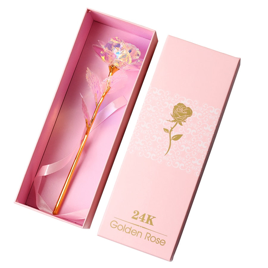 LED Enchanted Galaxy Rose Eternal 24K Gold Foil Flower