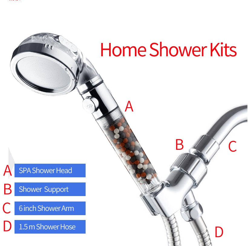 Bathroom 3-Function SPA Shower Head with Switch