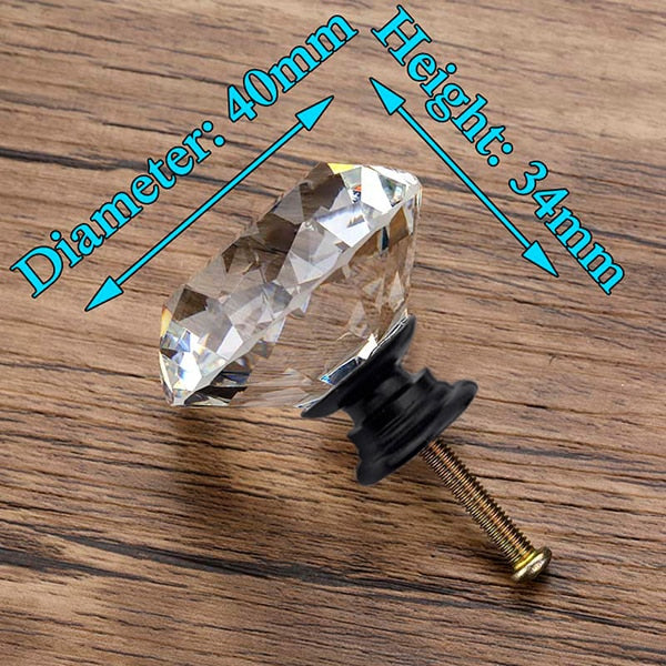 Diamond Shape Design Crystal Glass Knobs Cupboard