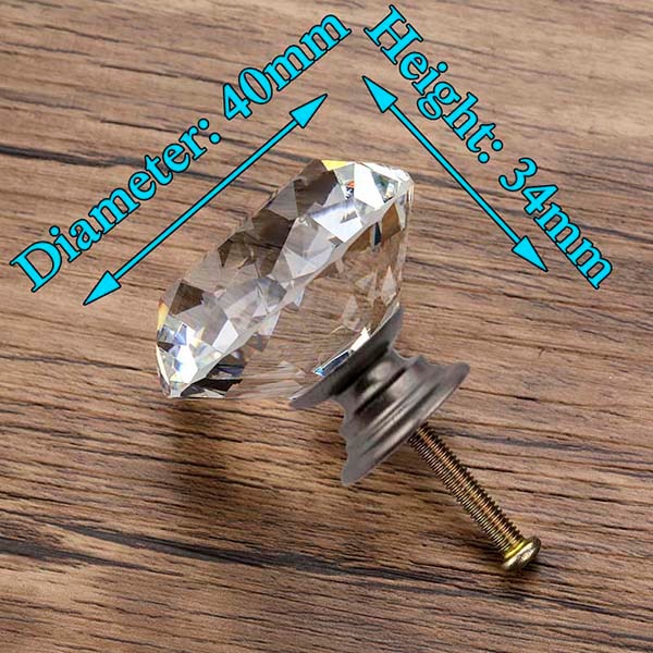 Diamond Shape Design Crystal Glass Knobs Cupboard