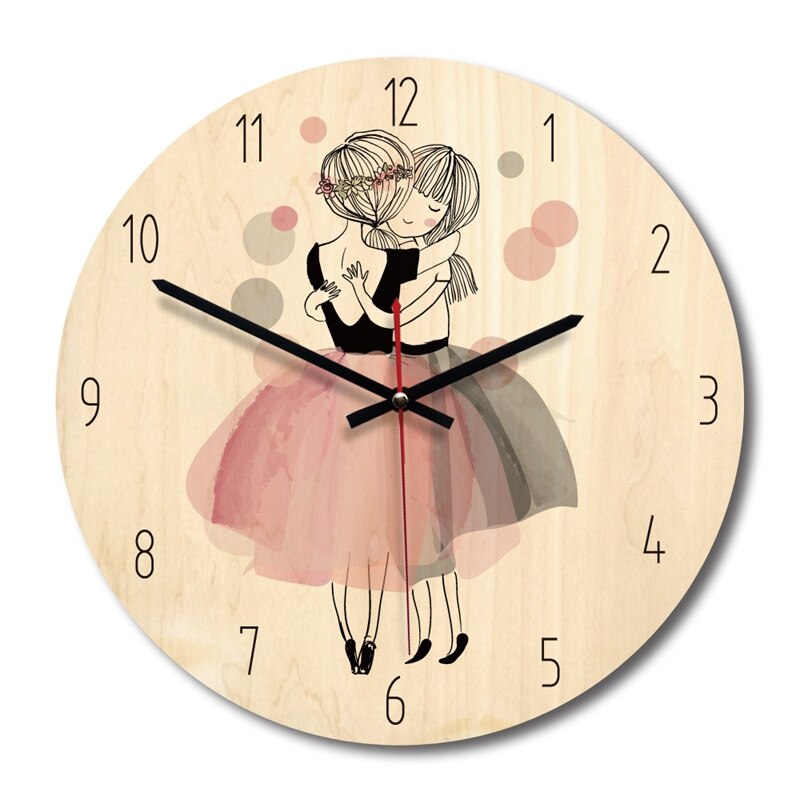 Nordic Cartoon creative Pink Princess wall clock