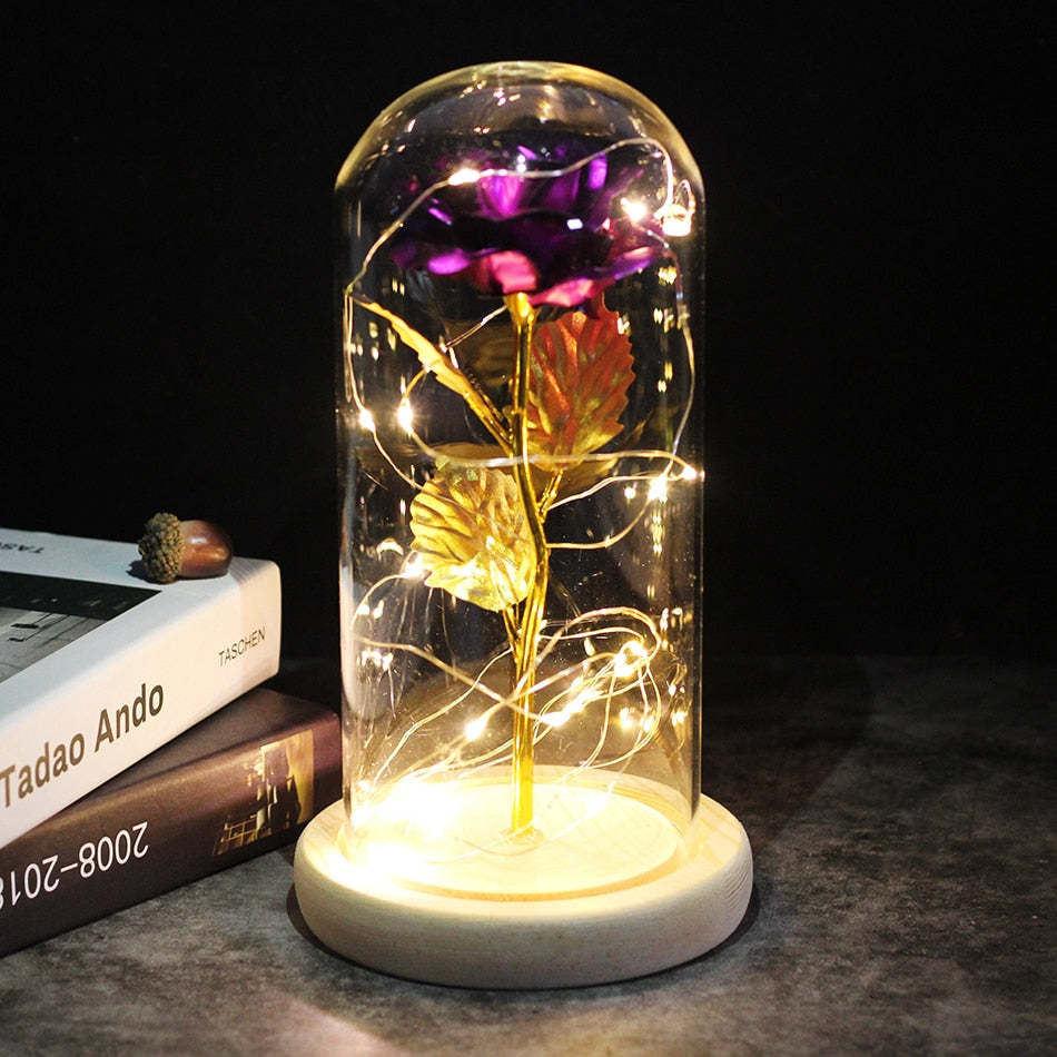LED Enchanted Galaxy Rose Eternal 24K Gold Foil Flower