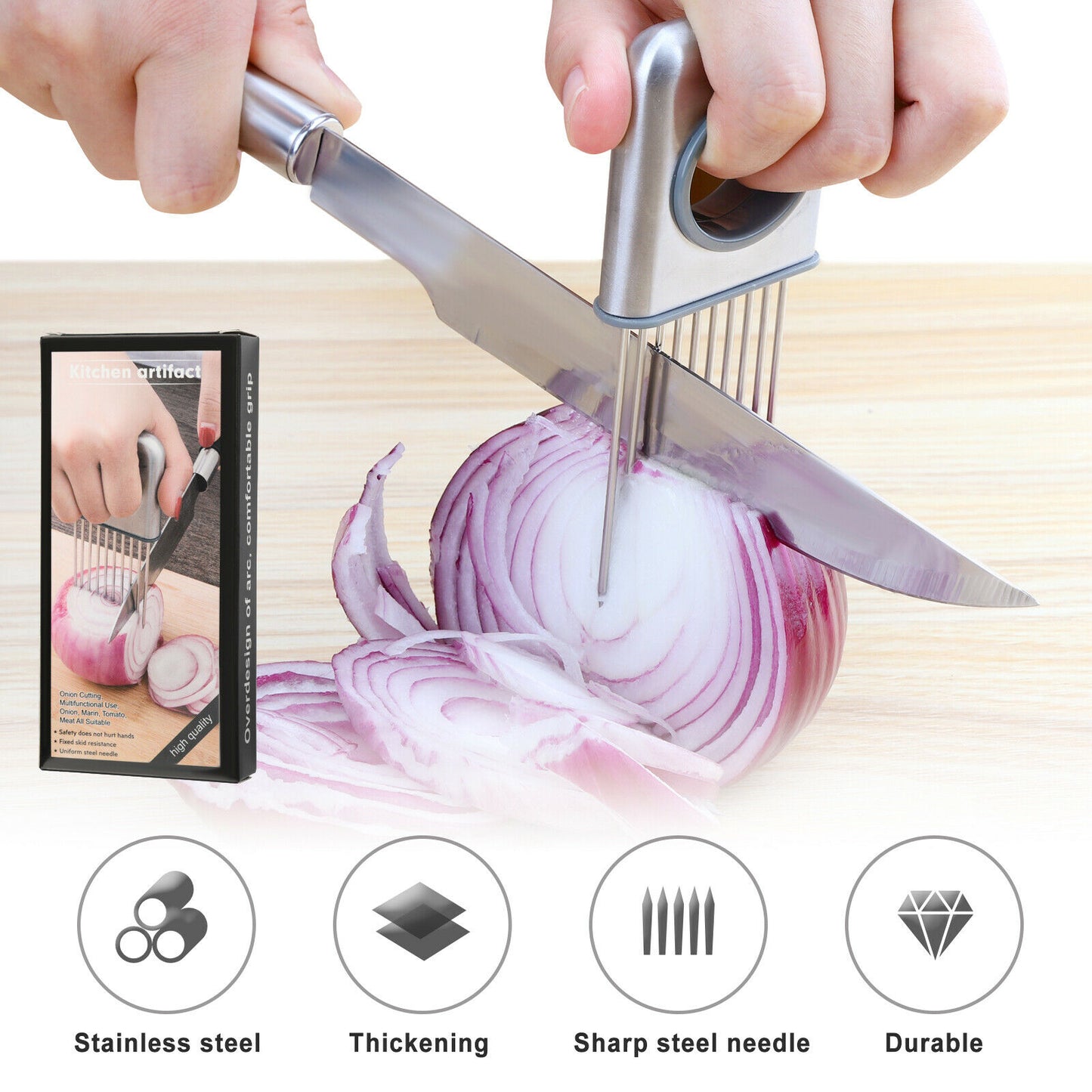 Onion Holder Slicer Vegetable tools Tomato Cutter Stainless Steel