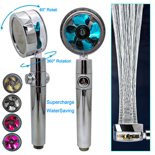 Shower Head Water Saving Flow 360 Degrees Rotating With Small Fan