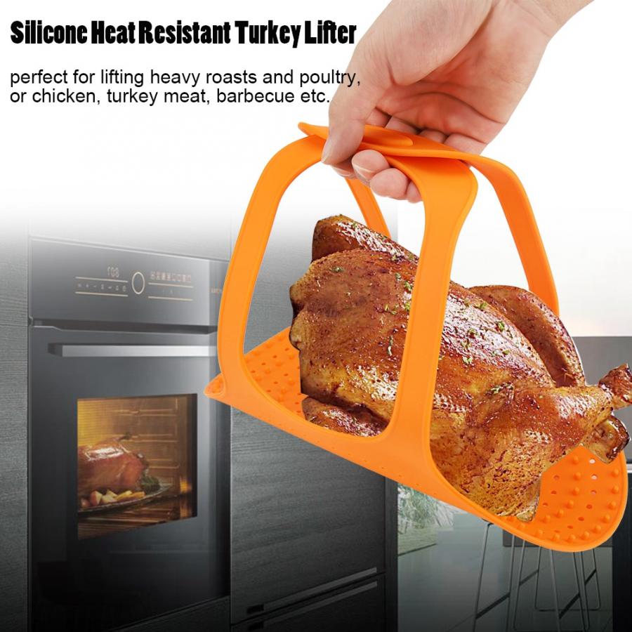 Barbecue Food Grade Silicone Heat Resistant Turkey Lifter Non Stick