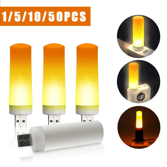 USB Atmosphere Light LED Flame Flashing Candle Lights Book Lamp