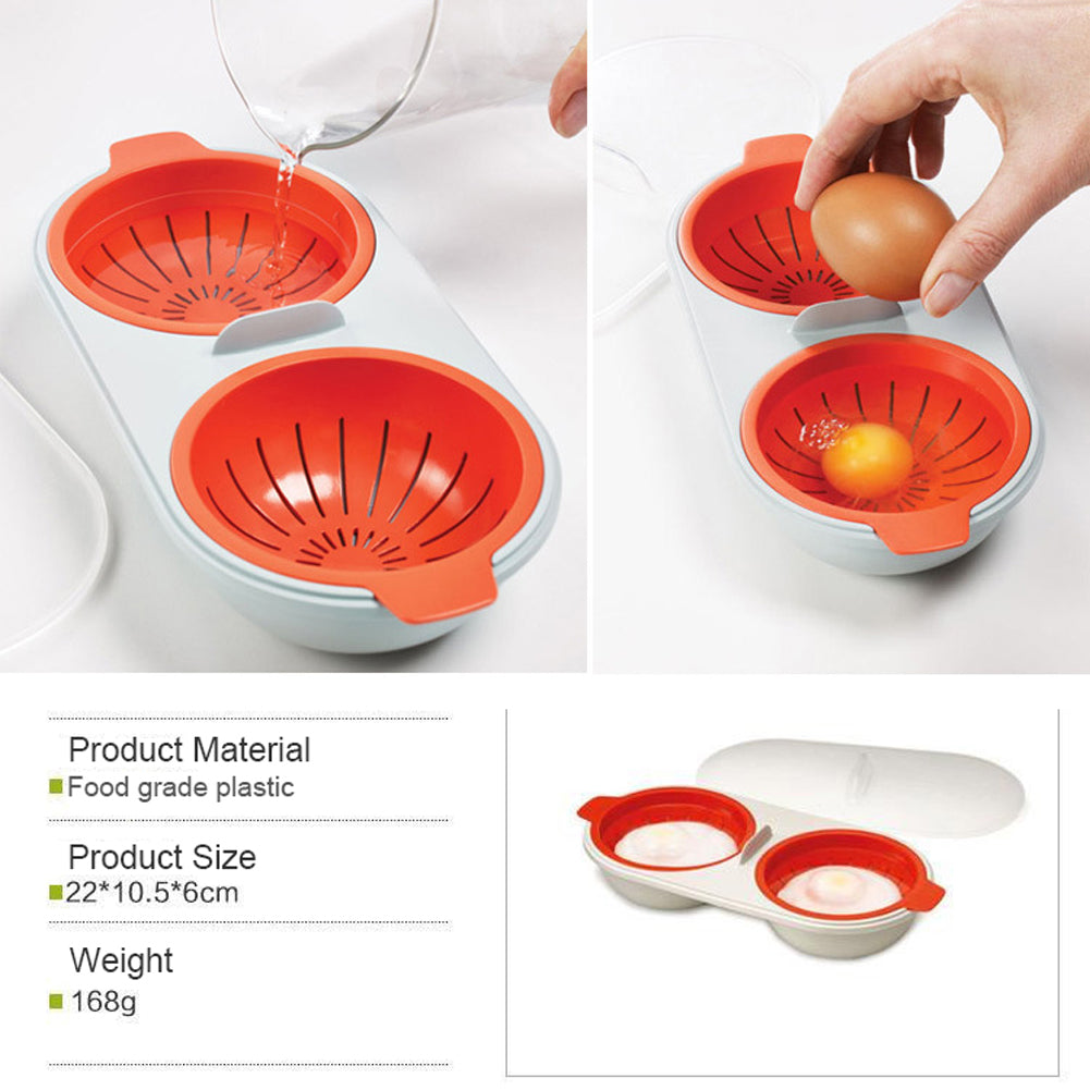 Microwave Egg Poacher Food Grade Cookware Double Cup Egg Boiler