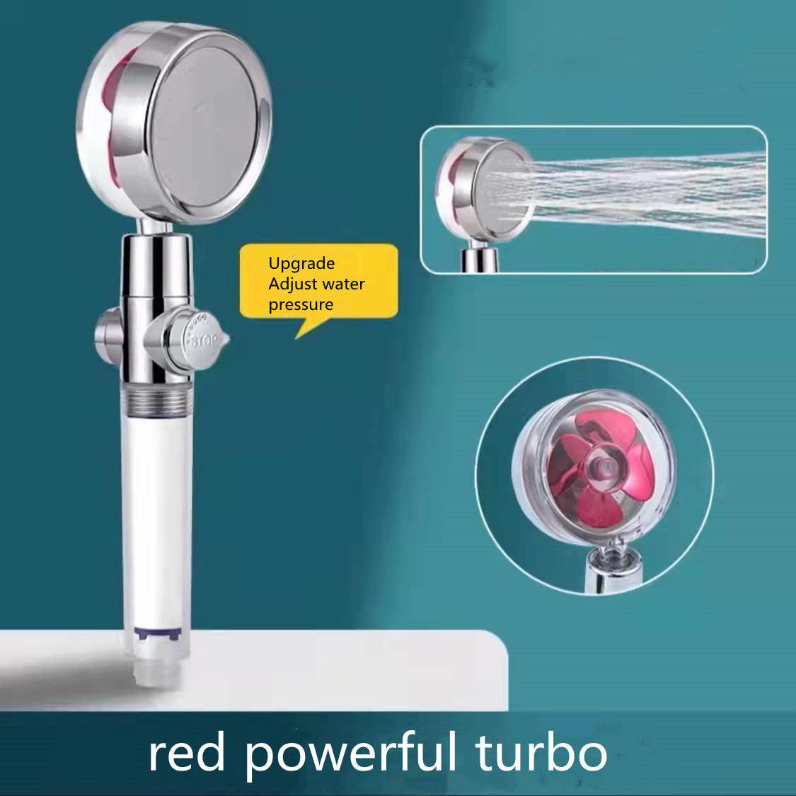 Shower Head Water Saving Flow 360 Degrees Rotating With Small Fan