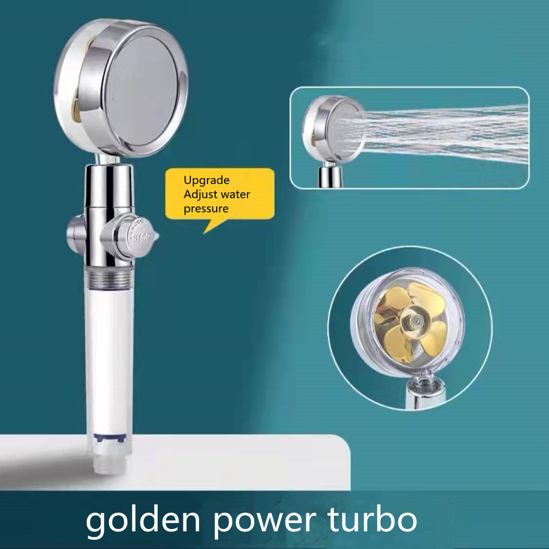 Shower Head Water Saving Flow 360 Degrees Rotating With Small Fan