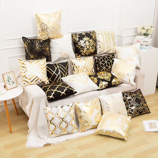 RULDGEE Gold Pillow Case Black And White Golden
