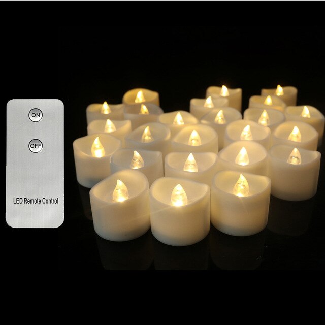 Pack of 3 Yellow Flicker Light Remote candele