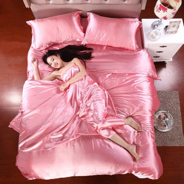 Pure Satin Silk Bedding Set Comfort and Style Home Textile