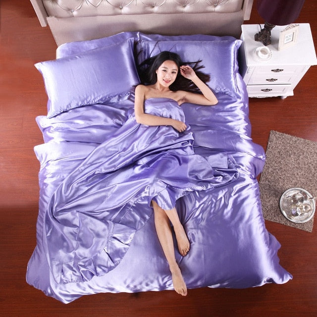 Pure Satin Silk Bedding Set Comfort and Style Home Textile