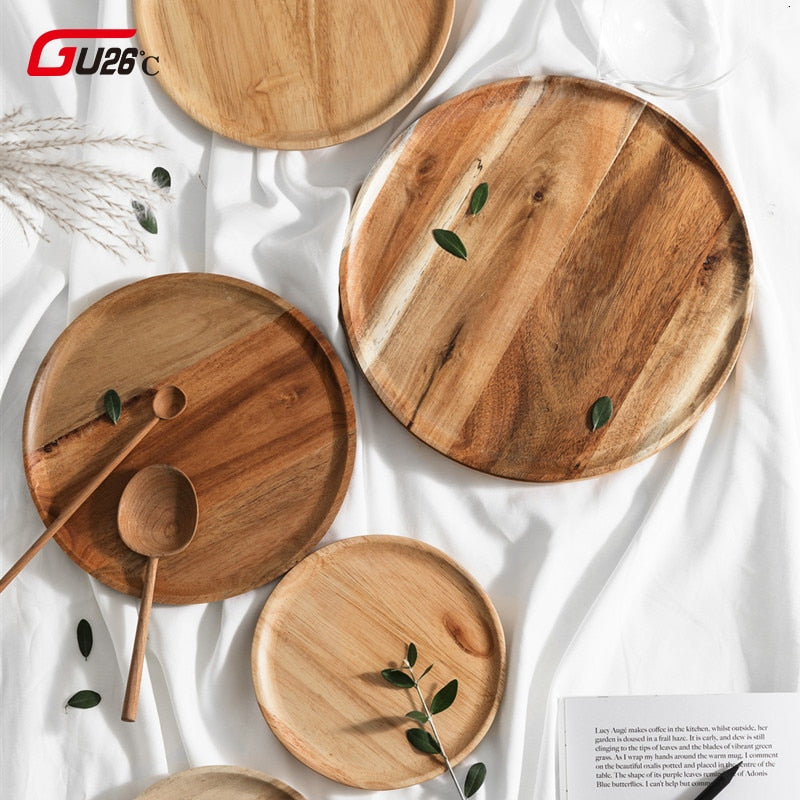 Wooden Round Oval Solid Pan Plate
