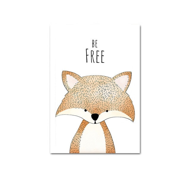 Watercolor Woodland Baby Animal Poster