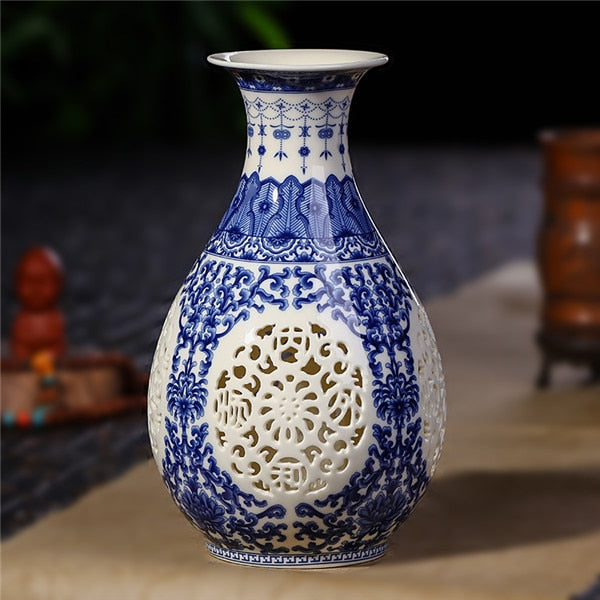 Antique Jingdezhen Ceramic Vase Pierced Vase