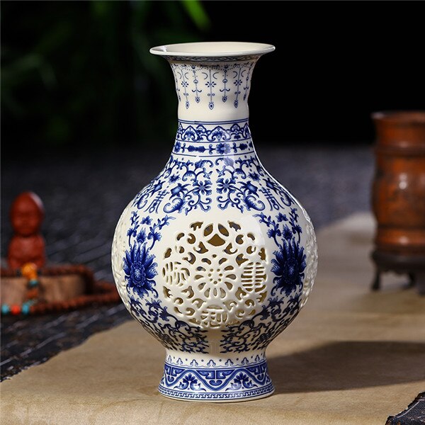Antique Jingdezhen Ceramic Vase Pierced Vase