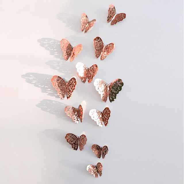 Rose gold 3D hollow butterfly