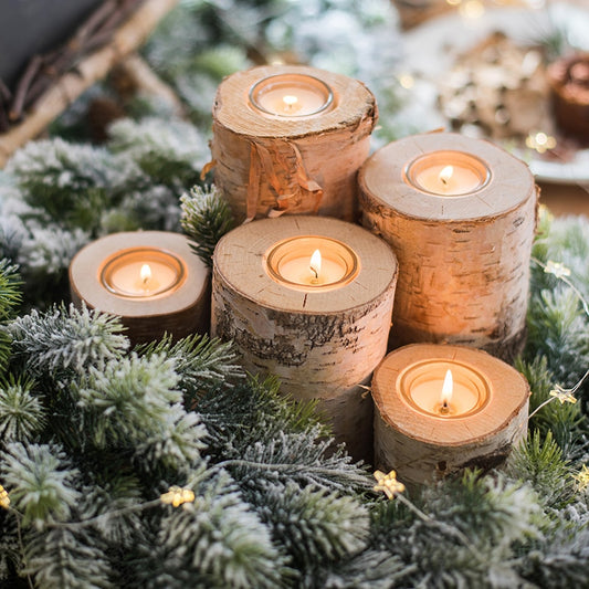 Wooden Candlestick Succulent Candle Holder