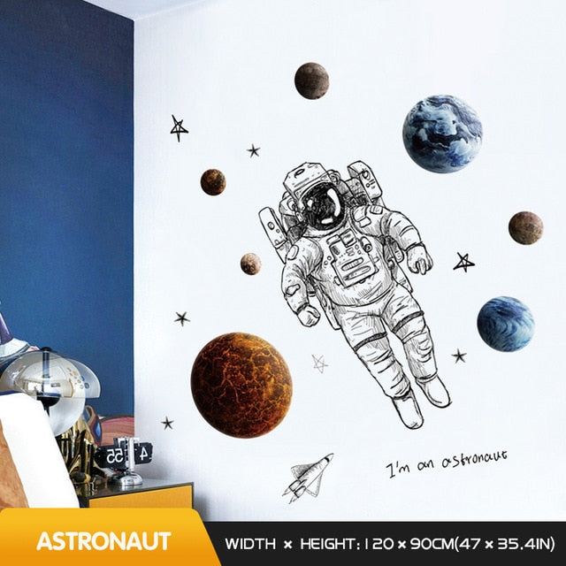 Space theme astronaut wall sticker