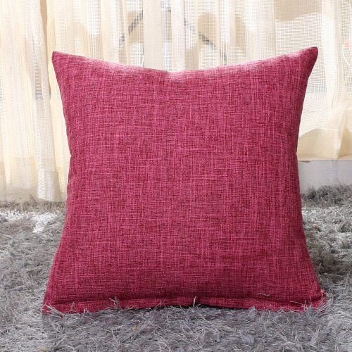 Solid Linen Sofa Waist Cushion Cover