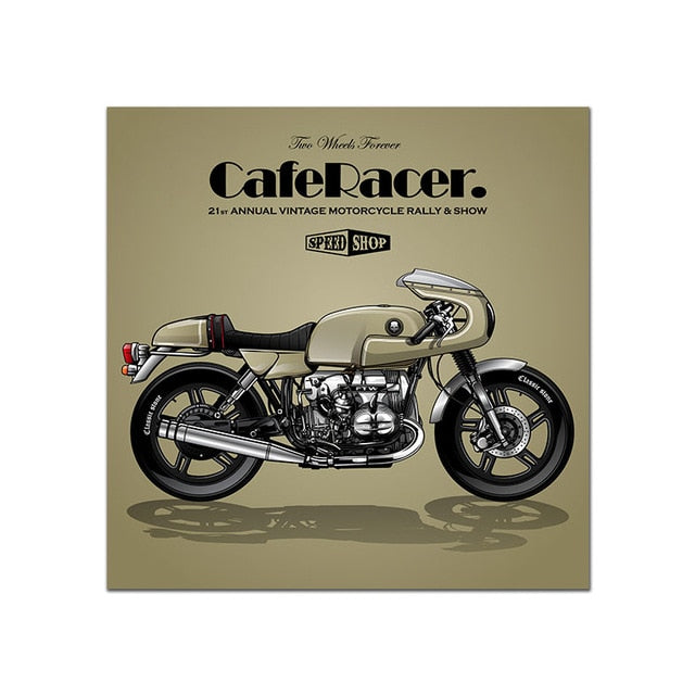 Vintage Poster Motorcycle Painting Wall Art Print