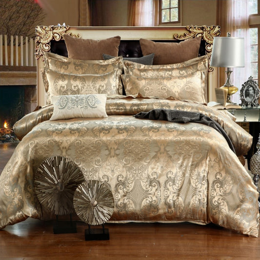 Luxury Jacquard Bedding Set Gold Quilt