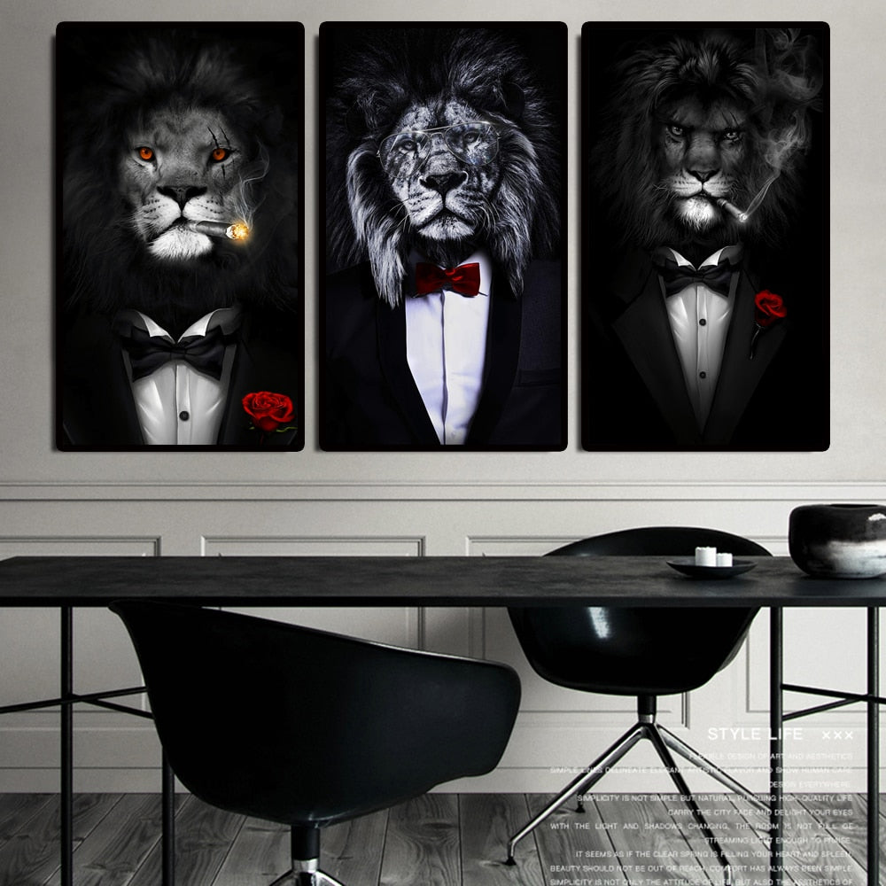 Black Wild Lion Art Posters And Prints Abstract
