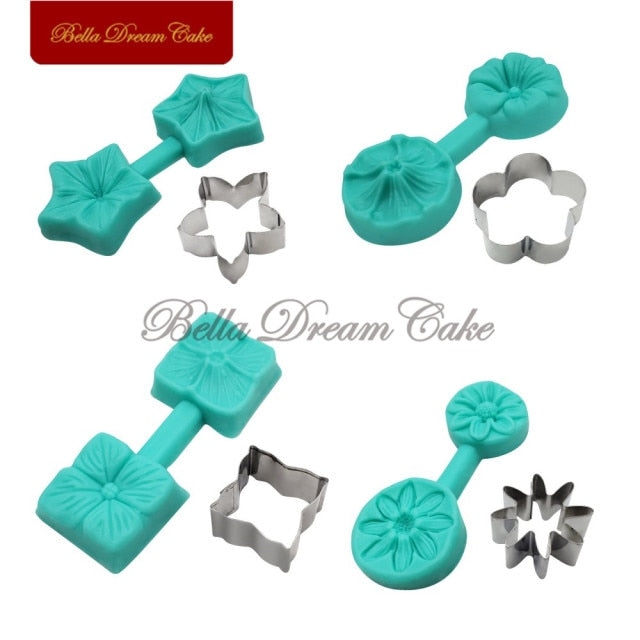 Flower Veiner Silicone Molds With Stainless Steel Cutter