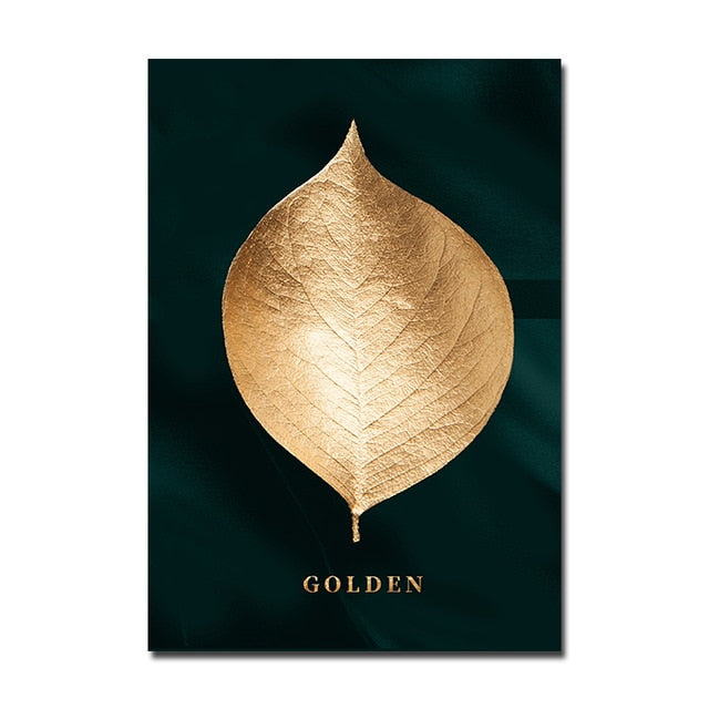 Nordic Decoration Golden Leaf Canvas Abstract