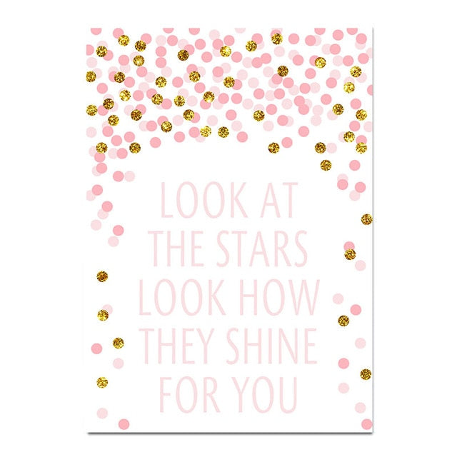 Pink Unicorn Poster Nursery Quotes Art Wall