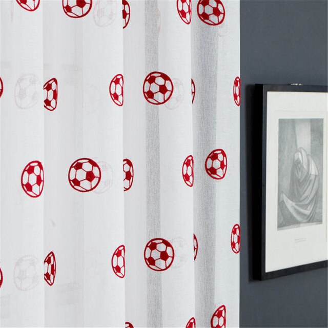 Football Curtains Embroidered Tulle
