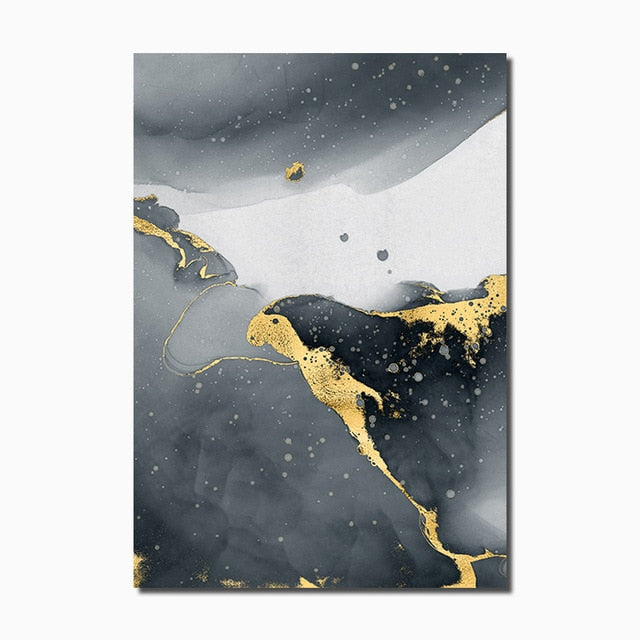 Modern Abstract Canvas Poster Golden Black