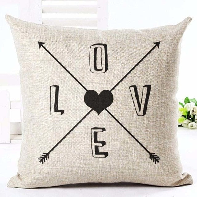 Letter Love Cushion Covers Cotton linen