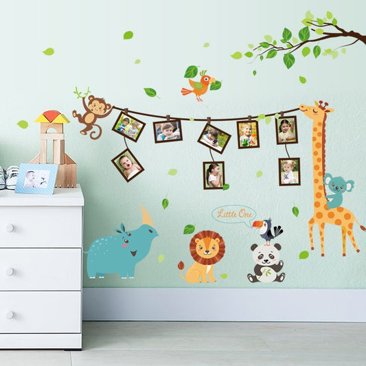 Giraffe Wall Stickers Cartoon Jungle Kids Room