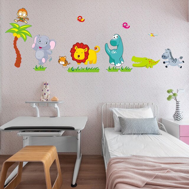 Giraffe Wall Stickers Cartoon Jungle Kids Room