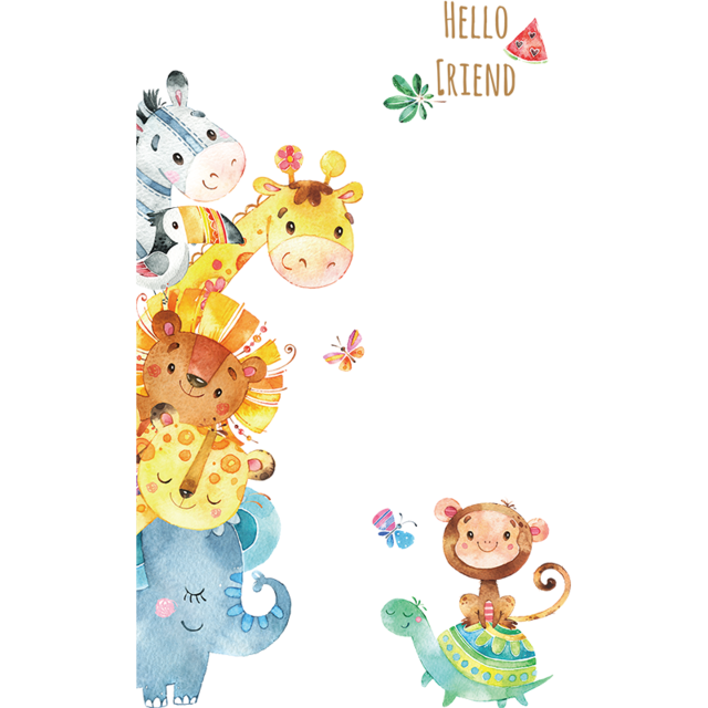 Giraffe Wall Stickers Cartoon Jungle Kids Room