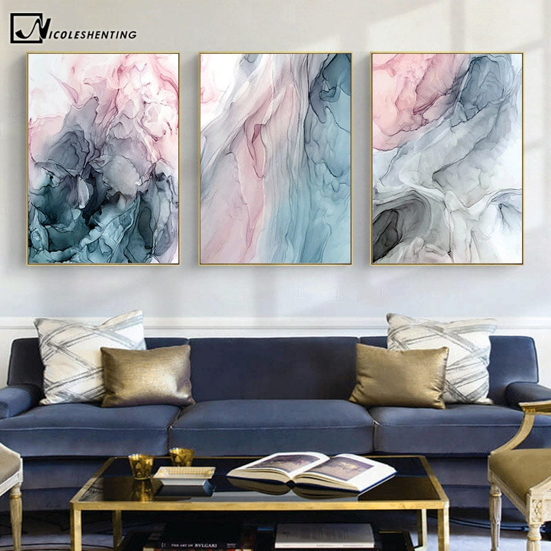 Colorful Ink Abstract Wall Art Canvas Poster
