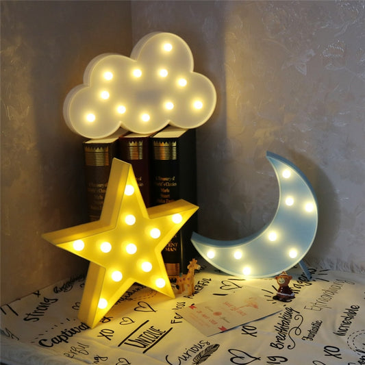Lovely Cloud Star Moon LED 3D Light