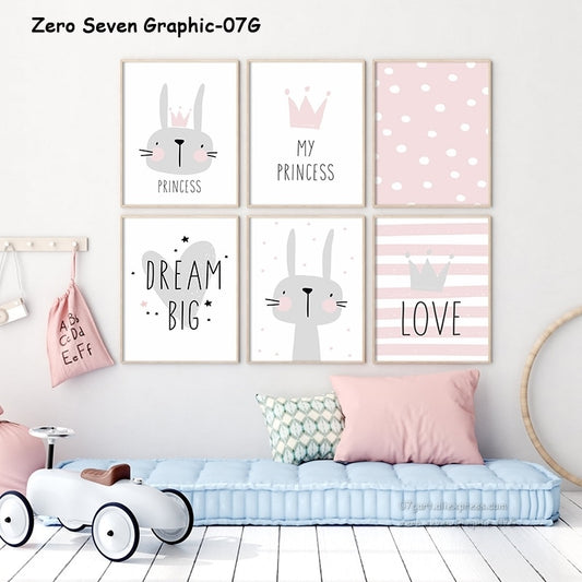 Lovely Nordic Love Crown Rabbit Poster