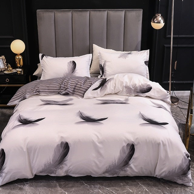 Bed Linens Marble Reactive Printed Duvet Cover Set