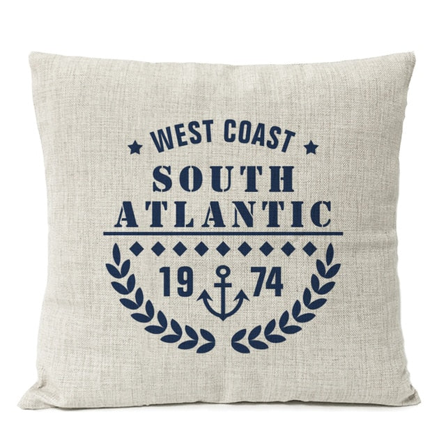 Navigation Blue Compass Anchor Pillow Cover