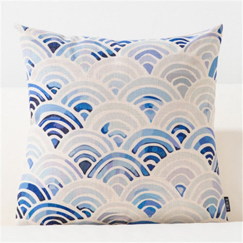Throw Pillow Case Blue Geometric Cushion