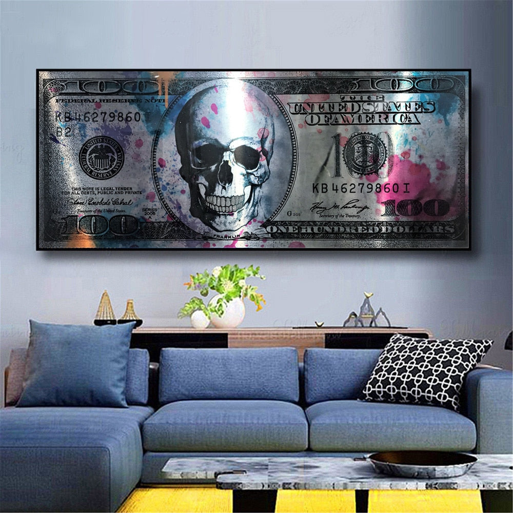 Dollar Skull Modern Art Canvas Poster And Prints