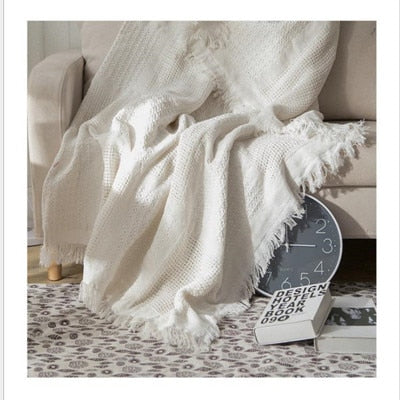 Cotton Knitted Throw Blanket Double-sided