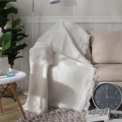 Cotton Knitted Throw Blanket Double-sided