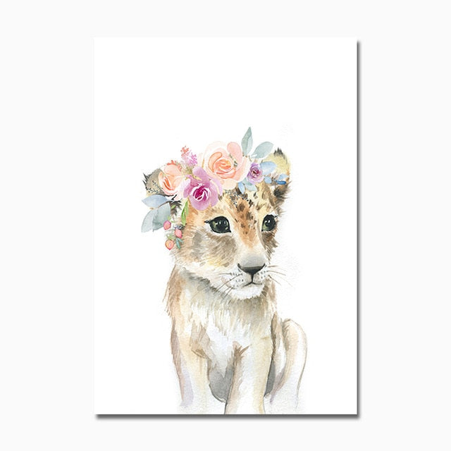 Flower Animal Canvas Poster Wall Art Print