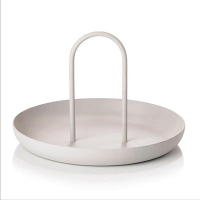 Plastic Nordic White Round Tray with Handle