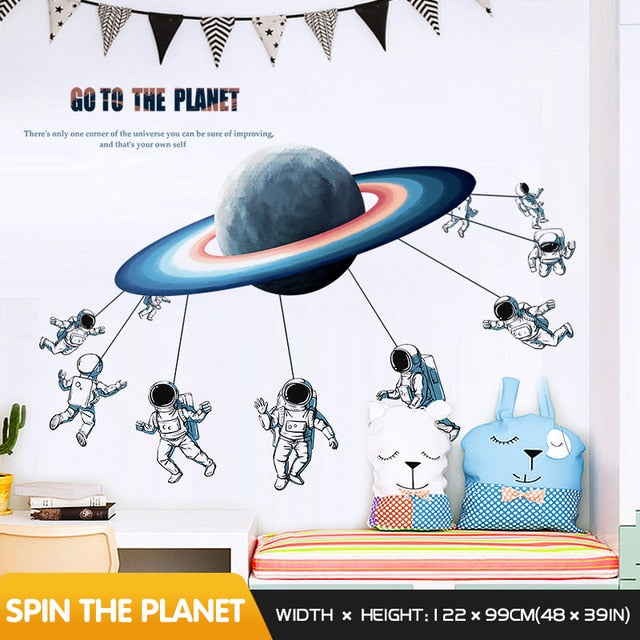 Space theme astronaut wall sticker